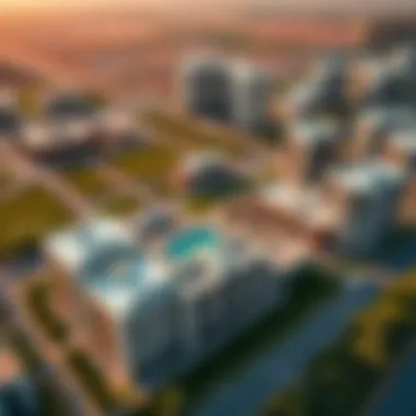 A stunning aerial view of the Viva Arjan community showcasing its modern architecture and green spaces