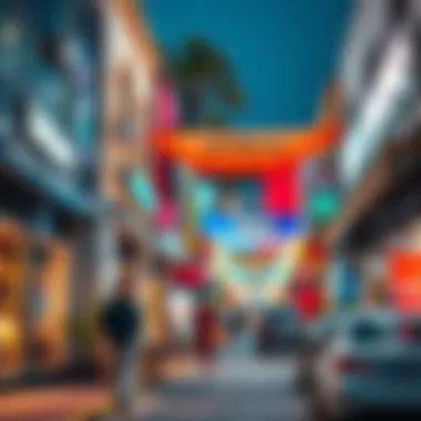 A vibrant street scene in Wasl Karama showcasing local shops and cafes