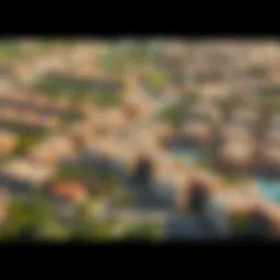 Aerial view of Wasl Village showcasing residential buildings and greenery