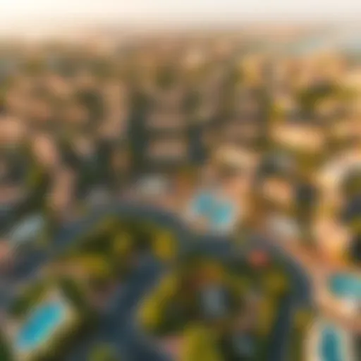 Aerial view of Wasl Village showcasing its unique layout and greenery