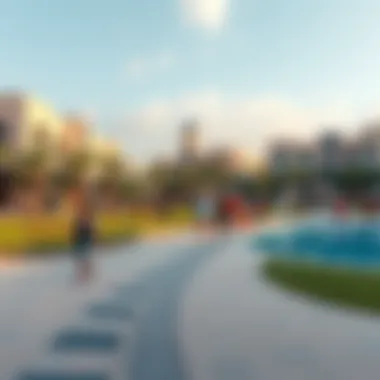 Community park in Wasl Village with families enjoying leisure activities