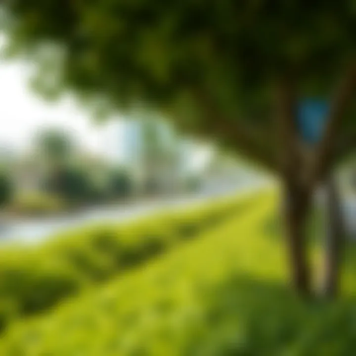 Lush Greenery in Al Quoz Post-Rain Vibrant greenery in Al Quoz after seasonal rains