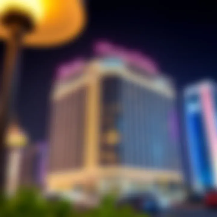 Nighttime illumination of the Flamingo Building highlighting its aesthetic appeal