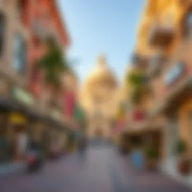 Vibrant streets of Friends Avenue with shops and cafes