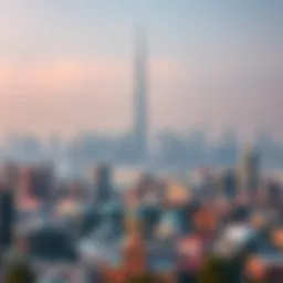 A panoramic view of the Dubai skyline showcasing modern architecture