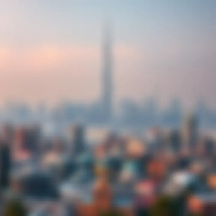 A panoramic view of the Dubai skyline showcasing modern architecture