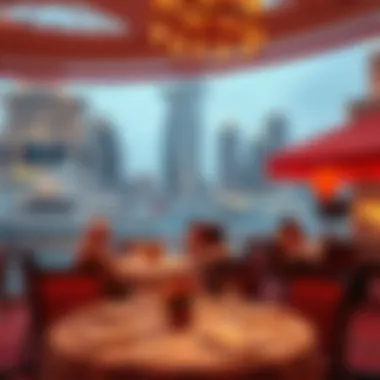 An elegant dining setting in Dubai Marina highlighting the fusion of tradition and modernity.