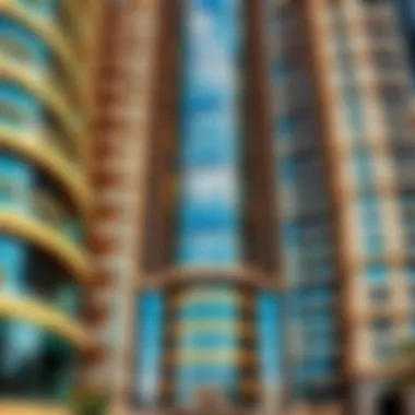 Architectural close-up of Hessa Tower's unique facade