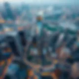 Aerial view of the Index Tower surrounded by Dubai's skyline