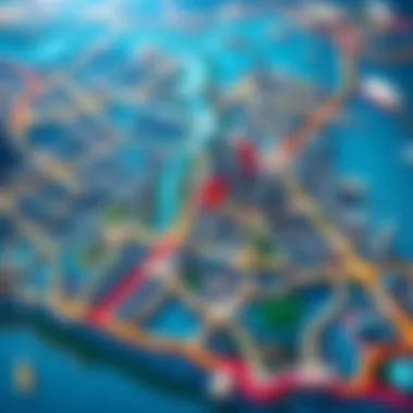A map highlighting various investment parks in Dubai