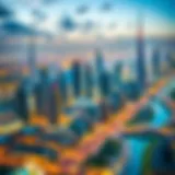 A panoramic view of Dubai's skyline showcasing investment parks