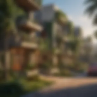 Residential Charm of Jaddaf Modern residential area in Jaddaf with lush greenery