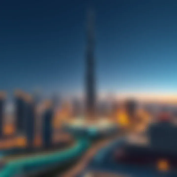 Panoramic skyline view of Dubai featuring Jewels Tower