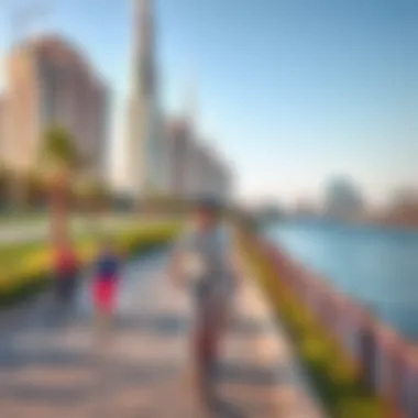 Active Lifestyle at JLT Lake Vibrant recreational activities by the lake, including jogging and cycling paths