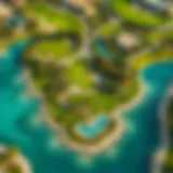 Lush Greens and Scenic Water Features Aerial view showcasing the lush greens and water features of Jumeirah Golf Estates