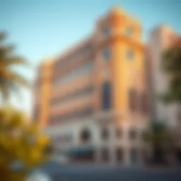 Exterior view showcasing the unique architectural design of Karama Pioneer Building