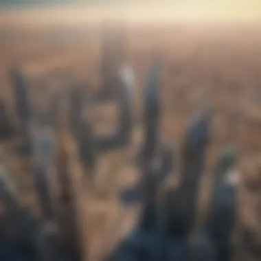 Aerial View of Latifa Tower and Dubai Skyline An aerial perspective of the vibrant Dubai skyline featuring Latifa Tower