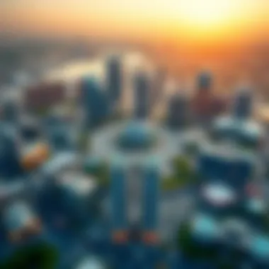 Aerial view of Lulu International City showcasing its unique layout