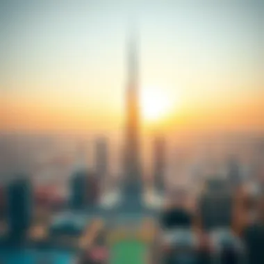 Aerial view of the Manal Tower showcasing its imposing structure within Dubai's skyline