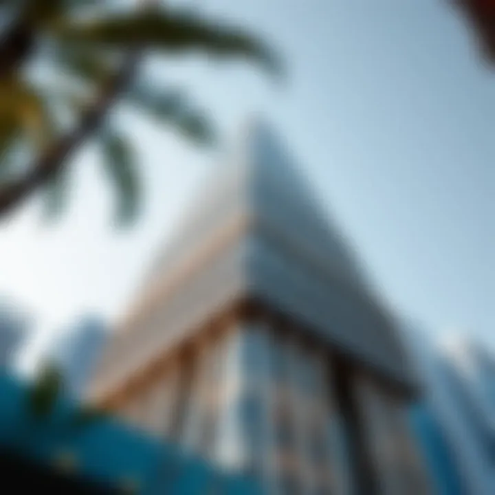 Close-up of the architectural details of the Manal Tower highlighting its unique design elements