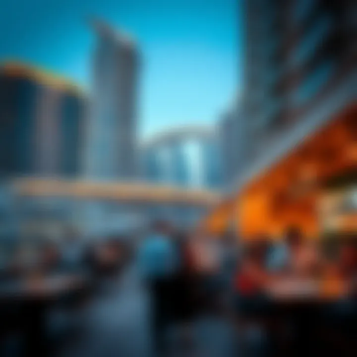 Dining at Dubai Marina Vibrant dining scene along the waterfront at Dubai Marina.