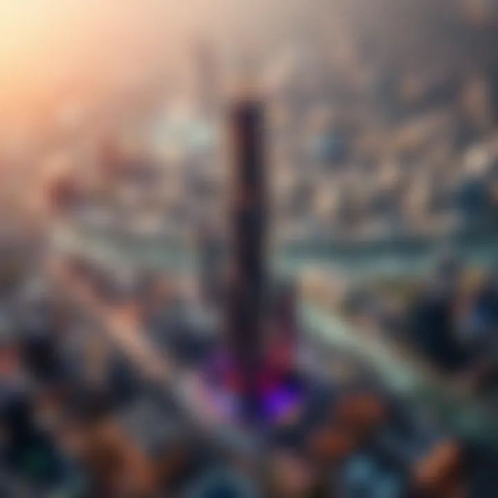 Aerial view of Mas Tower highlighting its strategic location in Dubai Silicon Oasis