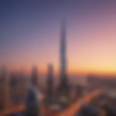 Meera Tower contributing to the iconic Dubai skyline at sunset