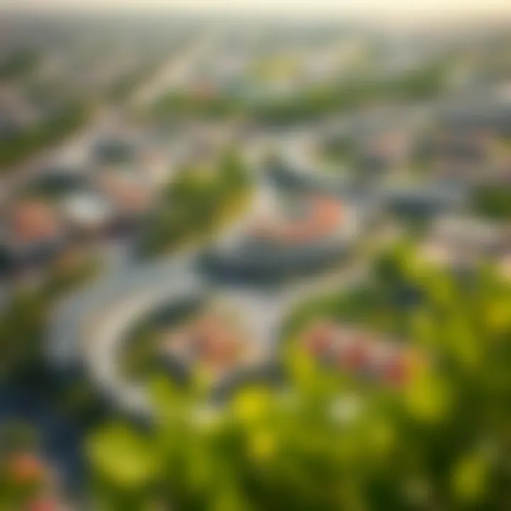 Lush Aerial Perspective of Mudon Al Salam Aerial view of Mudon Al Salam Town Centre showcasing its lush greenery