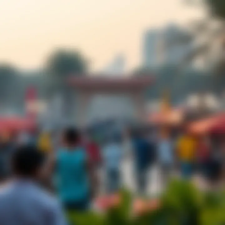 Community Event at Musharraf Park A vibrant community event taking place within the park, illustrating its social role