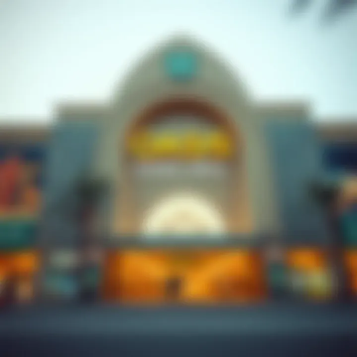 An inviting entrance of Oasis Mall, bustling with shoppers.