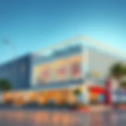 Exterior view showcasing the modern architecture of the New West Zone Supermarket