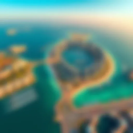 Aerial view showcasing the unique shape of Palm Jumeirah Beach