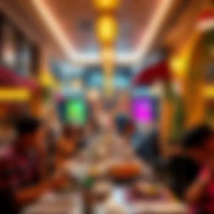 Vibrant dining atmosphere with patrons enjoying their meals