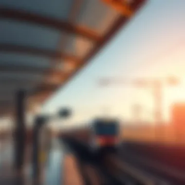 Rashidiya Metro Station Arrival Metro train approaching Rashidiya Station with clear blue sky in the background