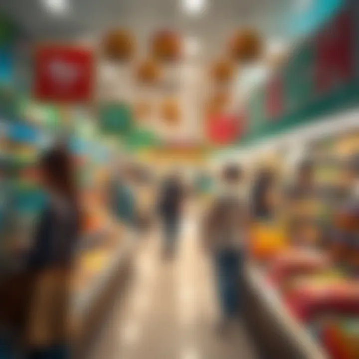 Customers engaging in their shopping experience within the supermarket