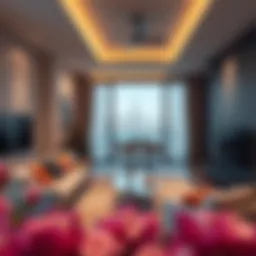 Stylish living room in a 2 BHK apartment at Samari Residence showcasing modern decor and spacious layout.