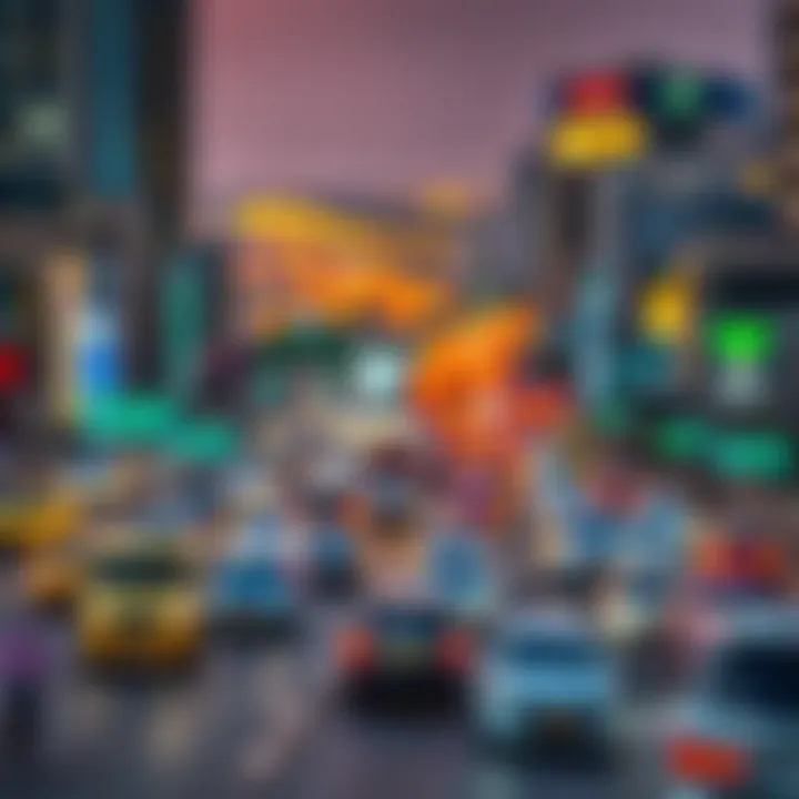 Bustling traffic illustrating the economic vitality of Sheikh Zayed Road