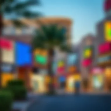 Diverse Retail Choices in Damac Hills 2 Diverse retail shops lined up in the Damac Hills 2 shopping area with vibrant signage