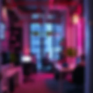 A bustling tech startup office space with innovative design