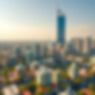 Aerial view of the vibrant community surrounding Silicon Oasis Tower