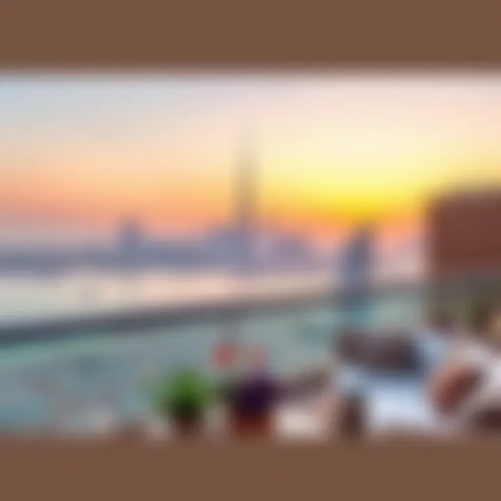 Panoramic view of Dubai skyline from a splendour villa balcony