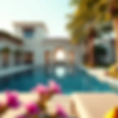 Elegant swimming pool area of a splendour villa, perfect for relaxation