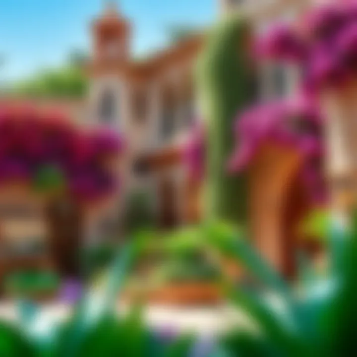 Unique architectural features adorned with spring decor