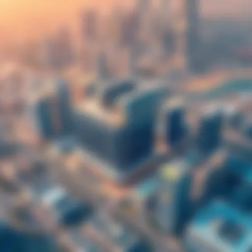 Aerial view of Sultan Business Center showcasing its modern architecture