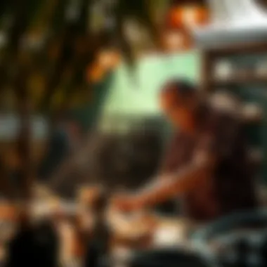 Artisan at Work: Crafting Palm-Inspired Fashion Artisan crafting palm-inspired fashion accessories in a sunlit workshop.