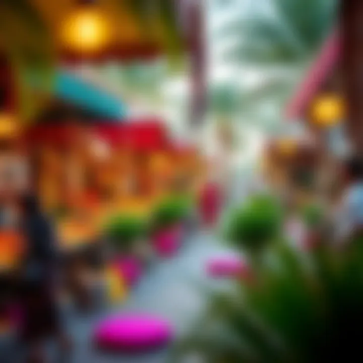 Vibrant Market of Palm Couture Creations A vibrant market scene featuring local artisans showcasing their palm couture creations.