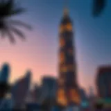 The East Tower in twilight showcasing its intricate architectural details