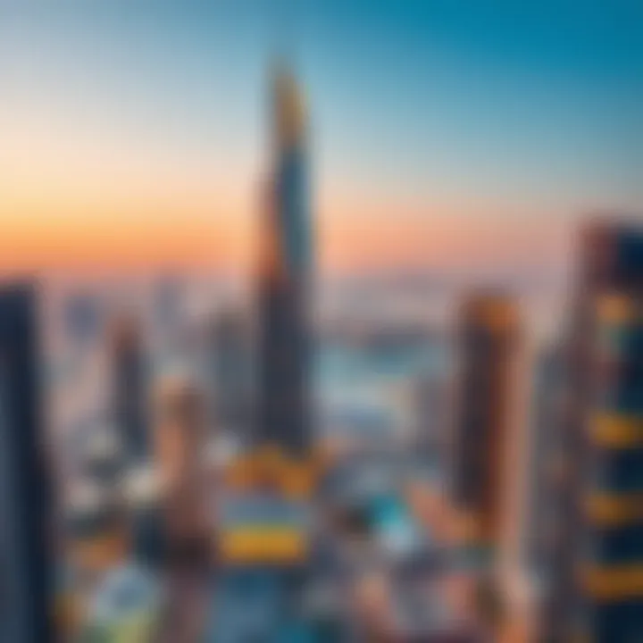 The East Tower in Urban Context A panoramic view of the East Tower within the urban skyline