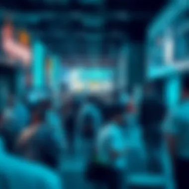 A bustling tech conference highlighting networking opportunities