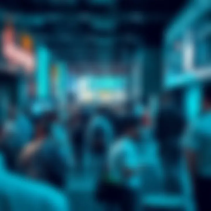 A bustling tech conference highlighting networking opportunities